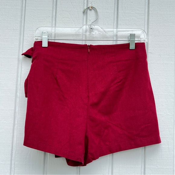 Altar’d State: Dark Red Tie/Wrap Skort. Size Large. - Picture 2 of 9